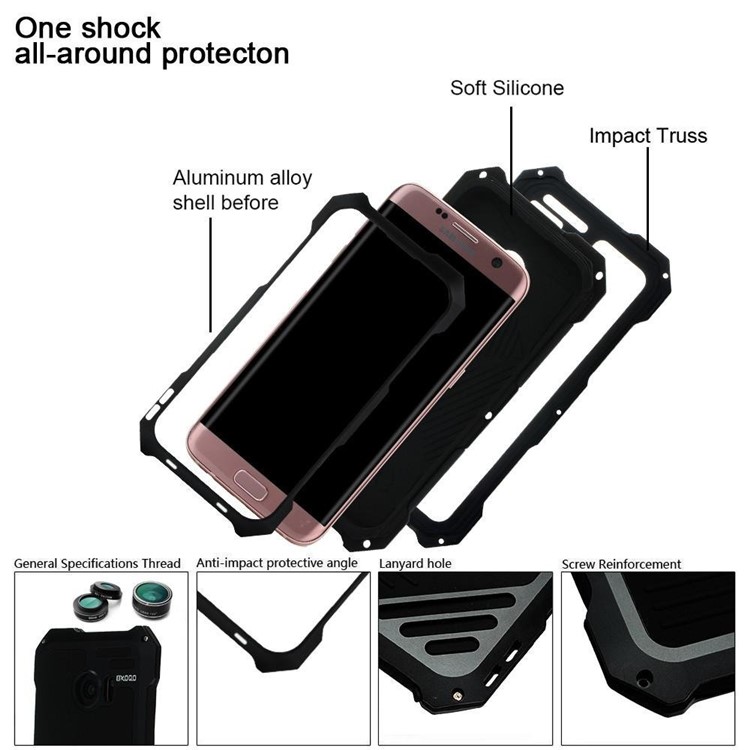 For Samsung Galaxy S8+ G955 Heavy Duty Shockproof Metal Case with Fisheye/Wide-angle/Macro Lens - Black-4