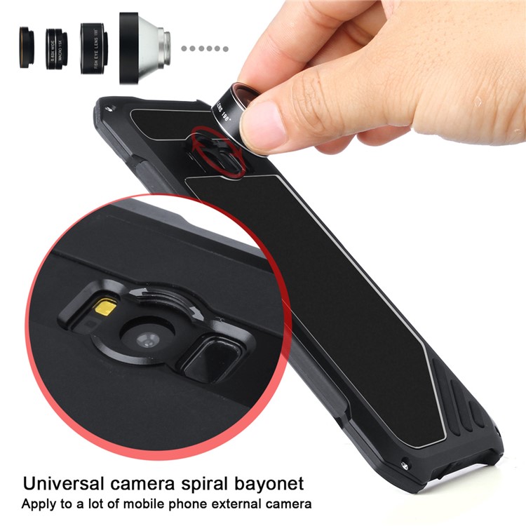 For Samsung Galaxy S8+ G955 Heavy Duty Shockproof Metal Case with Fisheye/Wide-angle/Macro Lens - Black-6