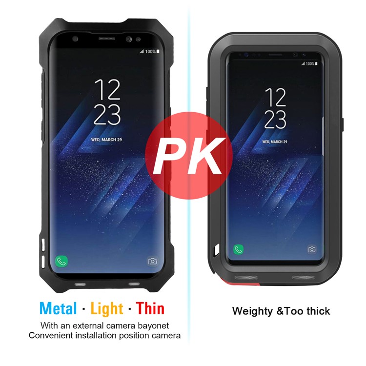 For Samsung Galaxy S8+ G955 Heavy Duty Shockproof Metal Case with Fisheye/Wide-angle/Macro Lens - Black-8