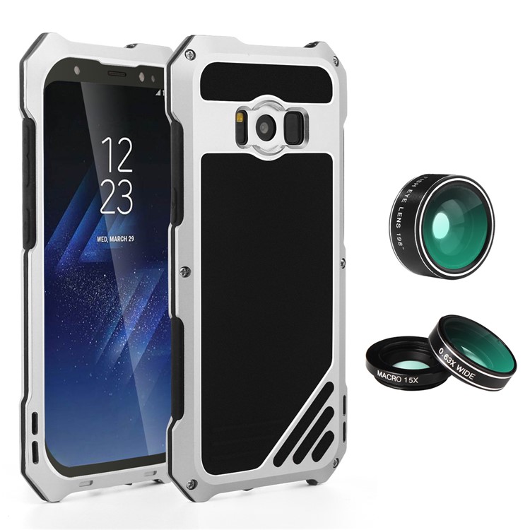 For Samsung Galaxy S8+ G955 Heavy Duty Shockproof Metal Cover with Fisheye/Wide-angle/Macro Lens - Silver-1