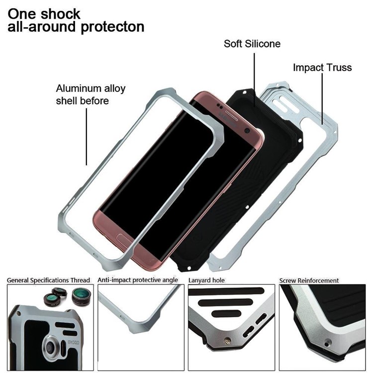 For Samsung Galaxy S8+ G955 Heavy Duty Shockproof Metal Cover with Fisheye/Wide-angle/Macro Lens - Silver-4