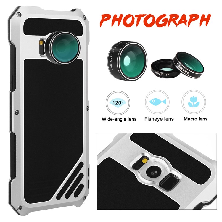 For Samsung Galaxy S8+ G955 Heavy Duty Shockproof Metal Cover with Fisheye/Wide-angle/Macro Lens - Silver-5
