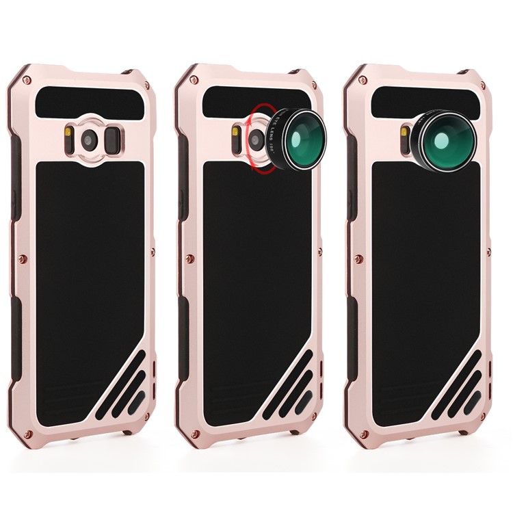 For Samsung Galaxy S8+ G955 Heavy Duty Shockproof Metal Mobile Case with Fisheye/Wide-angle/Macro Lens - Rose Gold-3