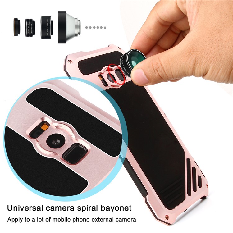 For Samsung Galaxy S8+ G955 Heavy Duty Shockproof Metal Mobile Case with Fisheye/Wide-angle/Macro Lens - Rose Gold-6