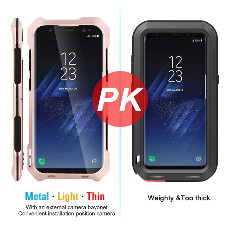 For Samsung Galaxy S8+ G955 Heavy Duty Shockproof Metal Mobile Case with Fisheye/Wide-angle/Macro Lens - Rose Gold-8