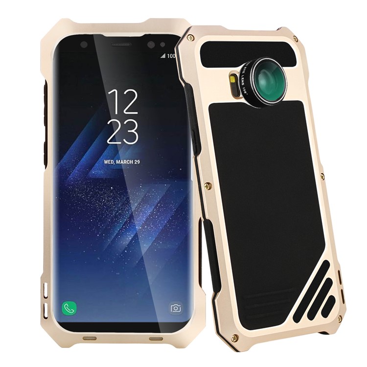 For Samsung Galaxy S8+ G955 Heavy Duty Shockproof Metal Phone Cover with Fisheye/Wide-angle/Macro Lens - Gold-2