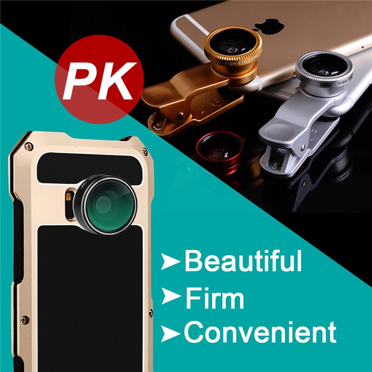 For Samsung Galaxy S8+ G955 Heavy Duty Shockproof Metal Phone Cover with Fisheye/Wide-angle/Macro Lens - Gold-7