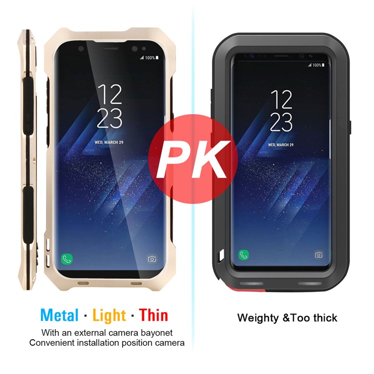 For Samsung Galaxy S8+ G955 Heavy Duty Shockproof Metal Phone Cover with Fisheye/Wide-angle/Macro Lens - Gold-8