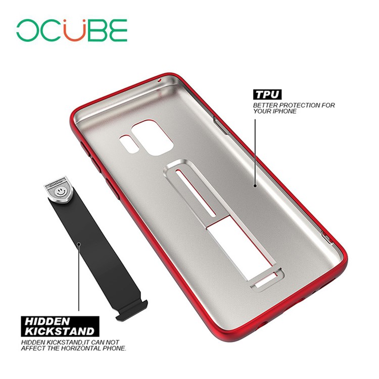 OCUBE Soft TPU Phone Cover with Sliding Kickstand for Samsung Galaxy S9 SM-G960 - Red-3