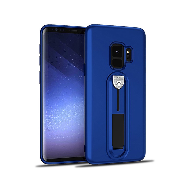 OCUBE Soft TPU Mobile Phone Shell with Sliding Kickstand for Samsung Galaxy S9 SM-G960 - Dark Blue-1