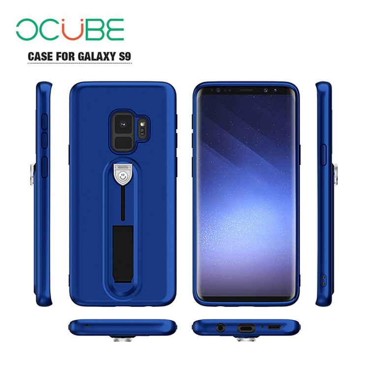 OCUBE Soft TPU Mobile Phone Shell with Sliding Kickstand for Samsung Galaxy S9 SM-G960 - Dark Blue-3