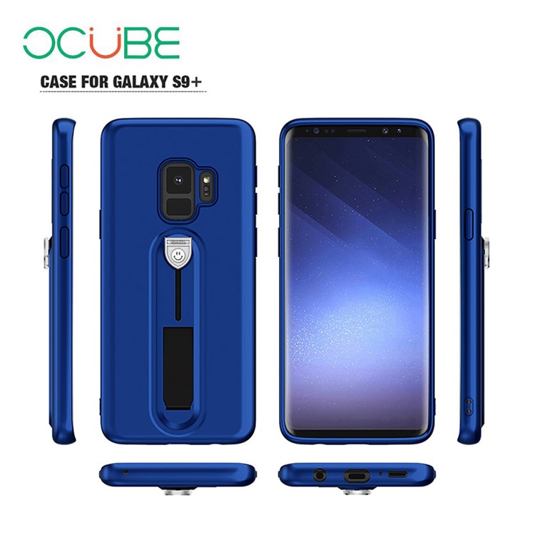 OCUBE Soft TPU Mobile Phone Shell with Sliding Kickstand for Samsung Galaxy S9 SM-G960 - Dark Blue-4