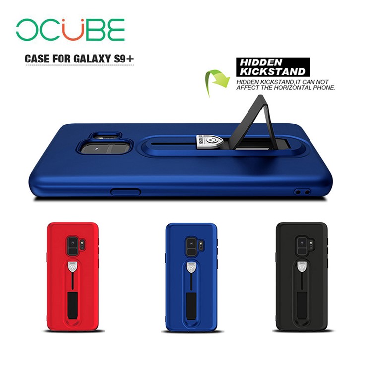 OCUBE Soft TPU Mobile Phone Shell with Sliding Kickstand for Samsung Galaxy S9 SM-G960 - Dark Blue-5