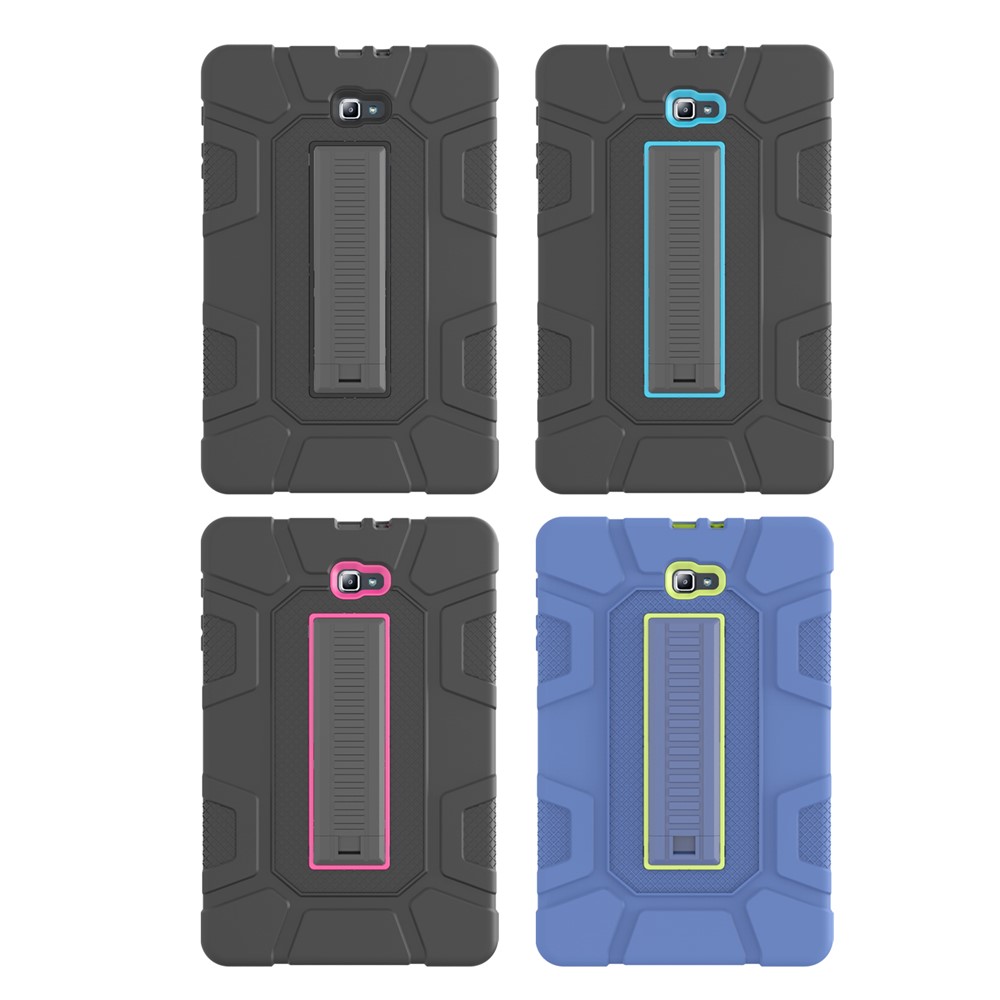 Prova De Choque Anti-poeira Híbrido TPU + PC Caixa Protetora Com Suporte Para Samsung Galaxy Tab A 10.1 (2016) - Cinza + Preto-10