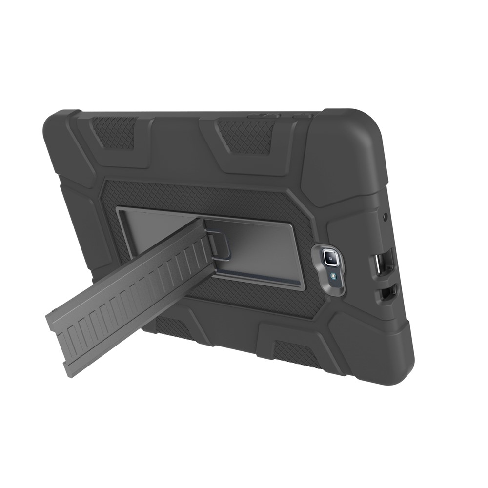 Prova De Choque Anti-poeira Híbrido TPU + PC Caixa Protetora Com Suporte Para Samsung Galaxy Tab A 10.1 (2016) - Cinza + Preto-6