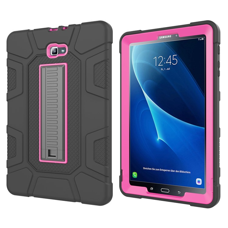 Shock Proof Anti-dust Hybrid TPU + PC Protective Cover with Kickstand for Samsung Galaxy Tab A 10.1 (2016) - Rose + Black-1