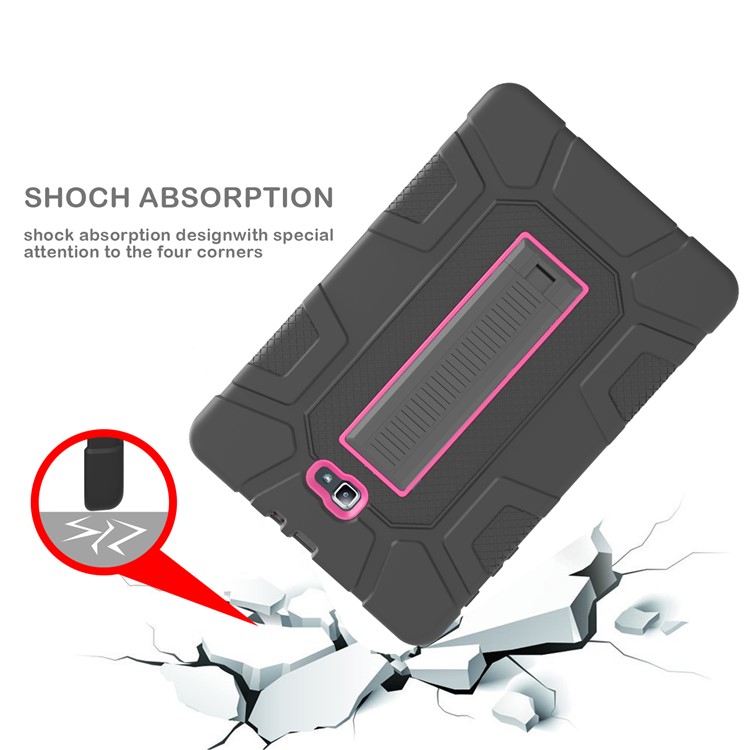 Shock Proof Anti-dust Hybrid TPU + PC Protective Cover with Kickstand for Samsung Galaxy Tab A 10.1 (2016) - Rose + Black-10
