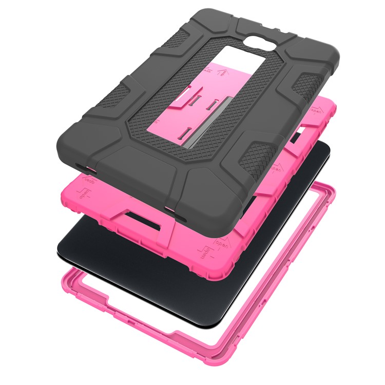 Shock Proof Anti-dust Hybrid TPU + PC Protective Cover with Kickstand for Samsung Galaxy Tab A 10.1 (2016) - Rose + Black-9