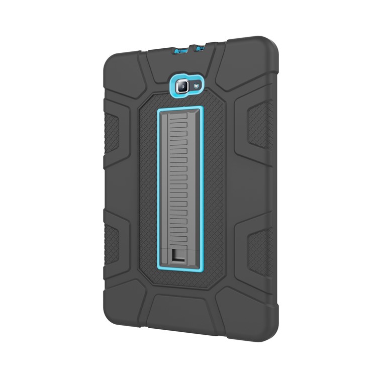 TPU Hybride Anti-poussière Anti-poussière Anti-poussière + Coque De Protection PC Avec Kickstand Pour Samsung Galaxy Tab A 10.1 (2016) - Cyan + Noir