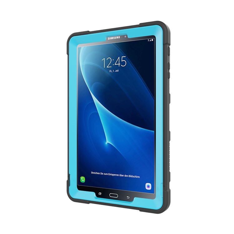 TPU Hybride Anti-poussière Anti-poussière Anti-poussière + Coque De Protection PC Avec Kickstand Pour Samsung Galaxy Tab A 10.1 (2016) - Cyan + Noir