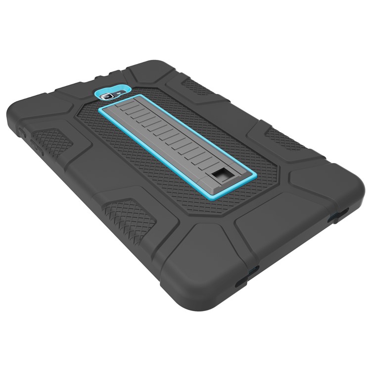 TPU Hybride Anti-poussière Anti-poussière Anti-poussière + Coque De Protection PC Avec Kickstand Pour Samsung Galaxy Tab A 10.1 (2016) - Cyan + Noir-9