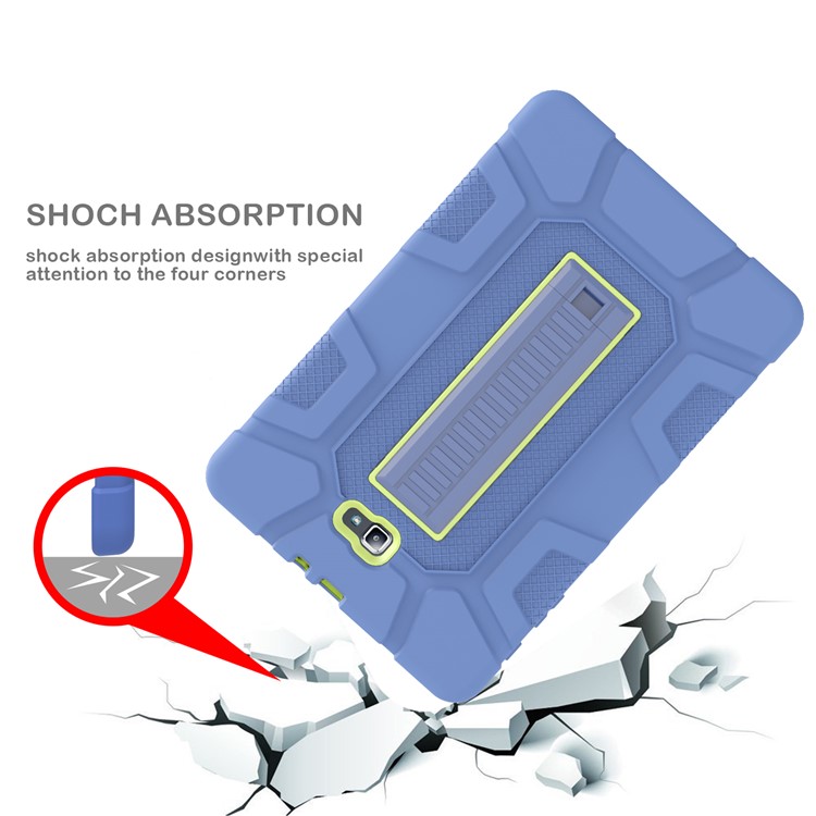 Shock Proof Anti-dust Kickstand TPU + PC Hybrid Case Cover for Samsung Galaxy Tab A 10.1 (2016) - Yellowgreen + Blue-10