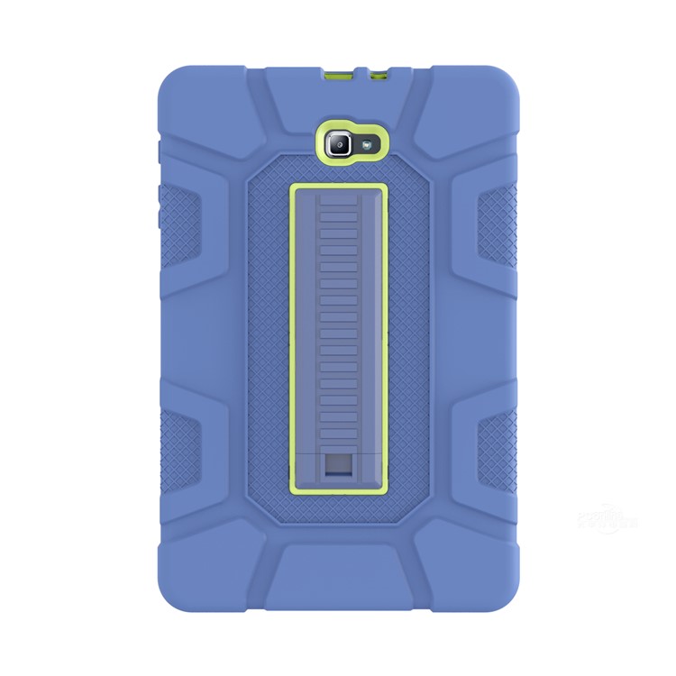 Shock Proof Anti-dust Kickstand TPU + PC Hybrid Case Cover for Samsung Galaxy Tab A 10.1 (2016) - Yellowgreen + Blue-2