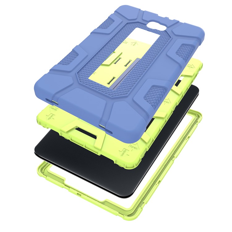 Shock Proof Anti-dust Kickstand TPU + PC Hybrid Case Cover for Samsung Galaxy Tab A 10.1 (2016) - Yellowgreen + Blue-9