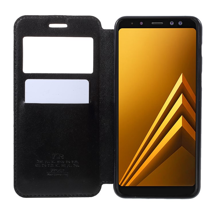 ROAR KOREA View Window Noble Leather Flip Stand Cover Case for Samsung Galaxy A8 (2018) - Black-6