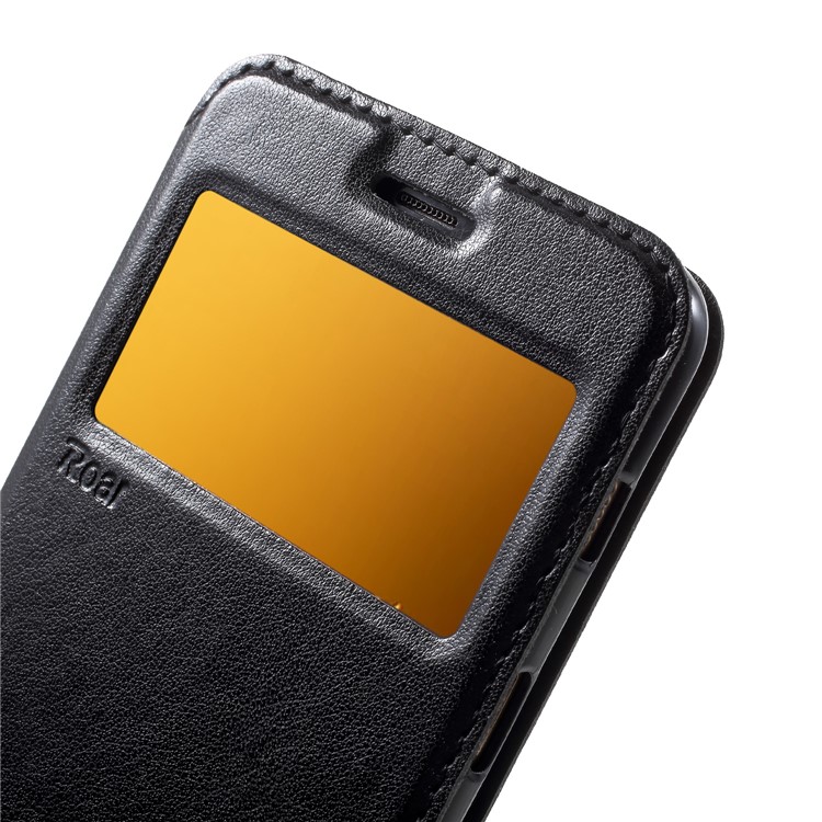 ROAR KOREA View Window Noble Leather Flip Stand Cover Case for Samsung Galaxy A8 (2018) - Black-8