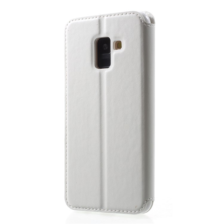 ROAR KOREA View Window Noble Leather Card Holder Phone Case for Samsung Galaxy A8 (2018) - White-2