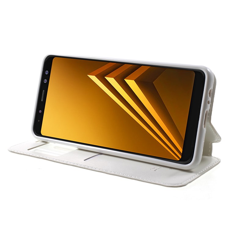 ROAR KOREA View Window Noble Leather Card Holder Phone Case for Samsung Galaxy A8 (2018) - White-4