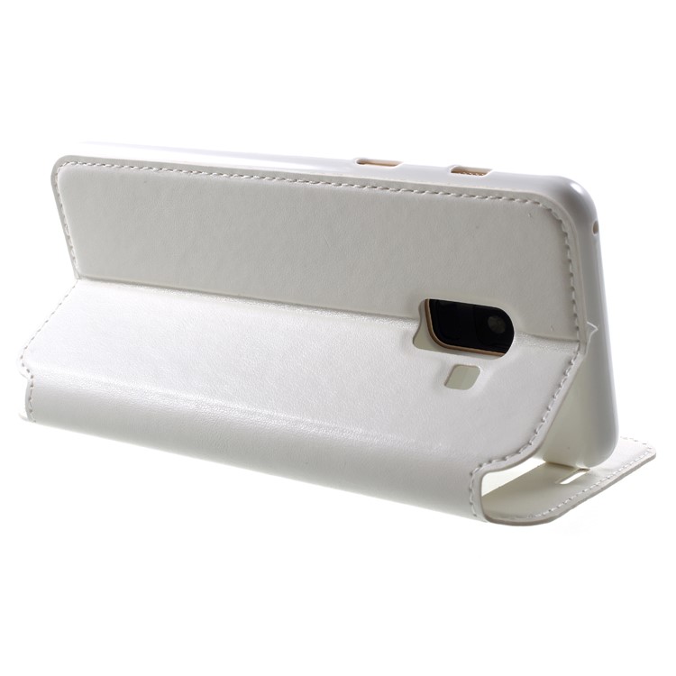 ROAR KOREA View Window Noble Leather Card Holder Phone Case for Samsung Galaxy A8 (2018) - White-5