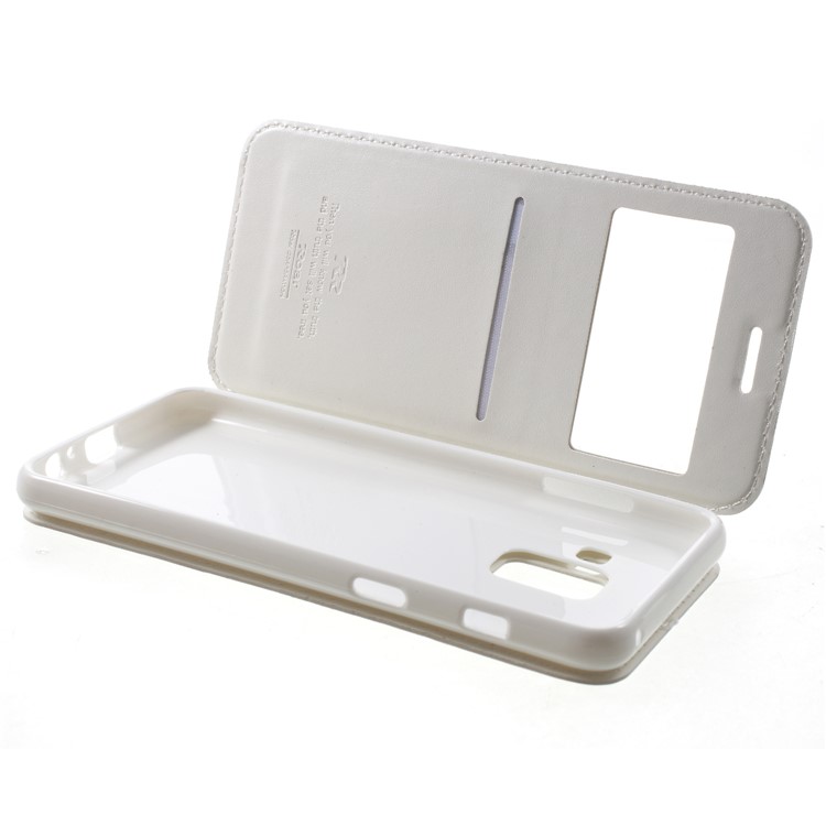 ROAR KOREA View Window Noble Leather Card Holder Phone Case for Samsung Galaxy A8 (2018) - White-6