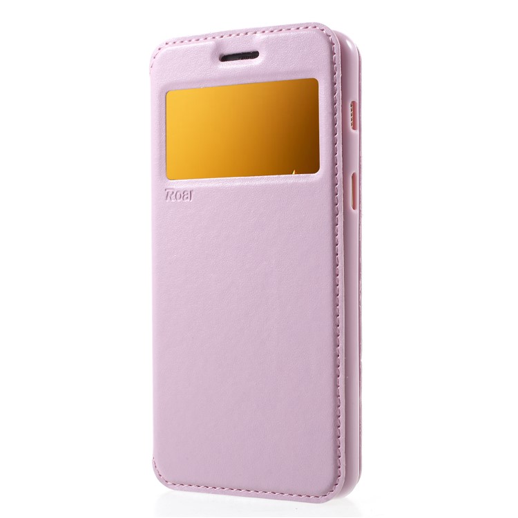 ROAR View Window Noble Leather Phone Case with Card Slot for Samsung Galaxy A8 (2018) - Pink-3