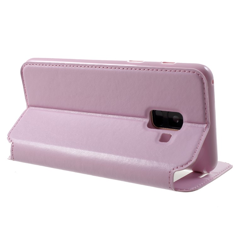 ROAR View Window Noble Leather Phone Case with Card Slot for Samsung Galaxy A8 (2018) - Pink-5