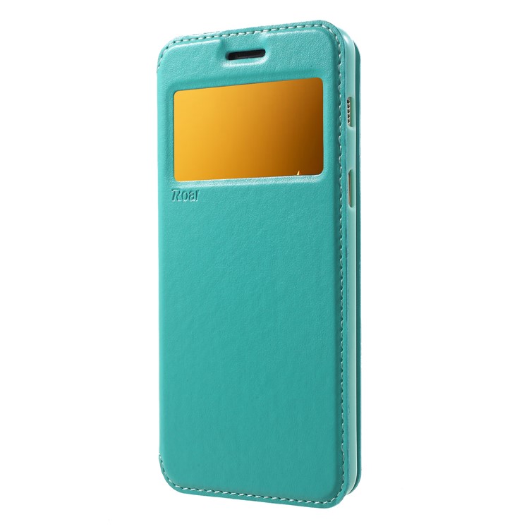 ROAR KOREA View Window Card Holder Noble Leather Stand Case for Samsung Galaxy A8 (2018) - Cyan-3