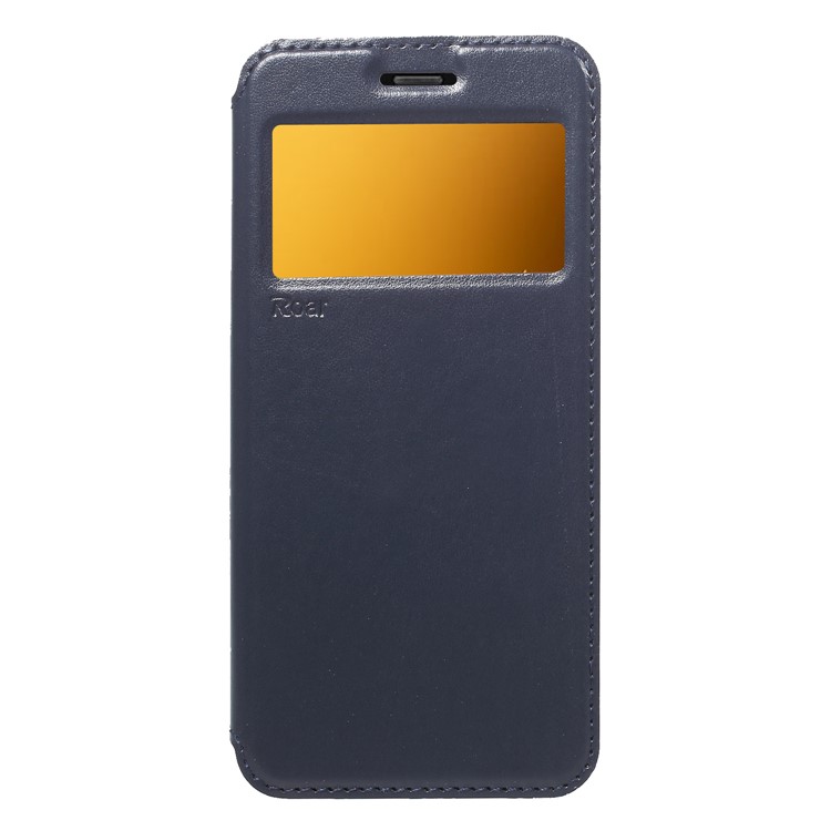 ROAR KOREA View Window Stand Noble Leather Protection Cover for Samsung Galaxy A8 (2018) - Dark Blue-1