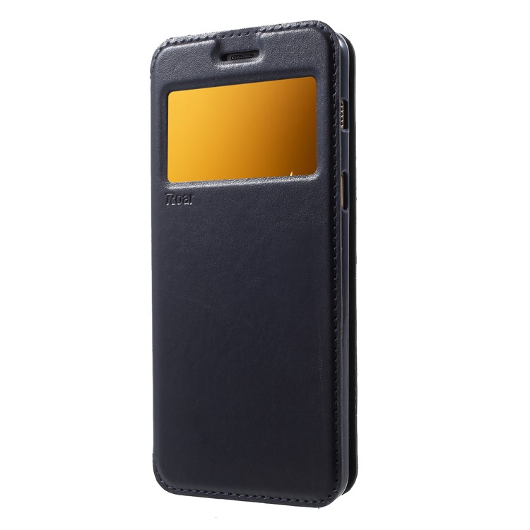 ROAR KOREA View Window Stand Noble Leather Protection Cover for Samsung Galaxy A8 (2018) - Dark Blue-3