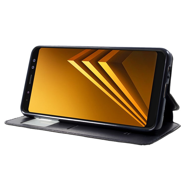 ROAR KOREA View Window Stand Noble Leather Protection Cover for Samsung Galaxy A8 (2018) - Dark Blue-4