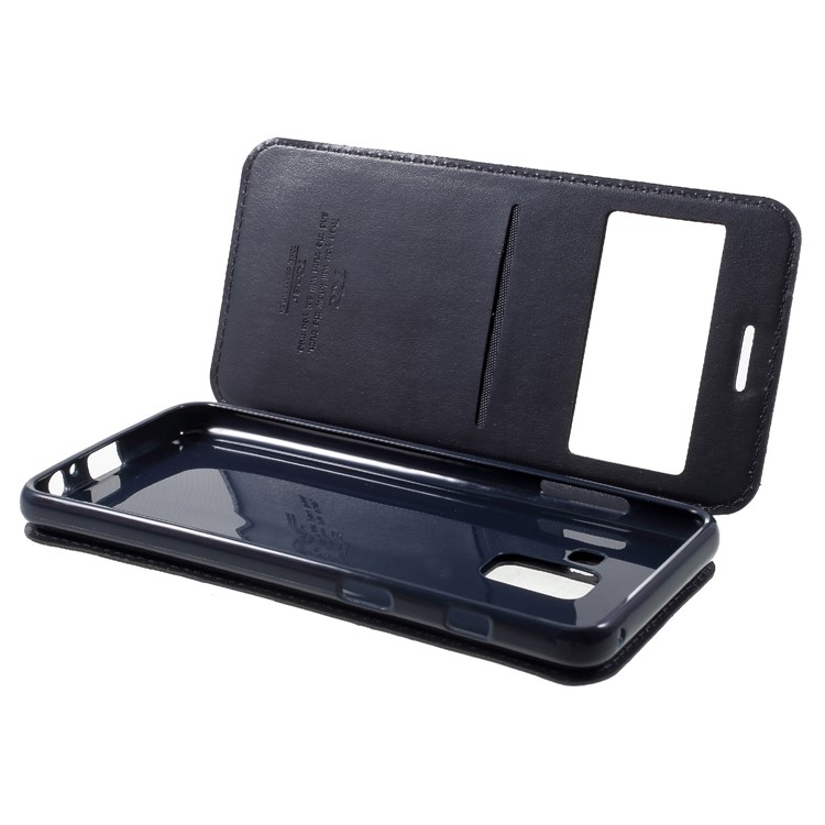 ROAR KOREA View Window Stand Noble Leather Protection Cover for Samsung Galaxy A8 (2018) - Dark Blue-6