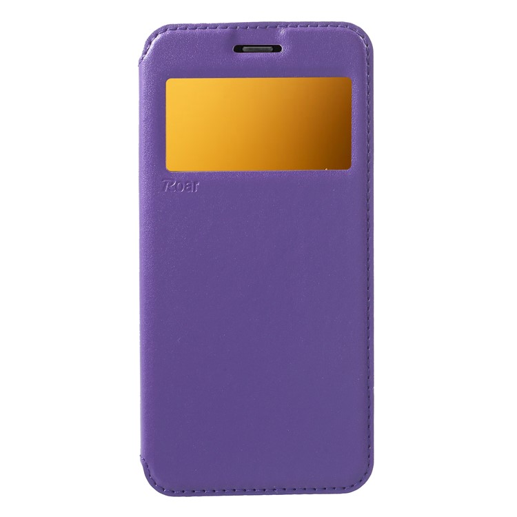 ROAR KOREA View Window Noble Leather Protector Shell for Samsung Galaxy A8 (2018) - Purple-1