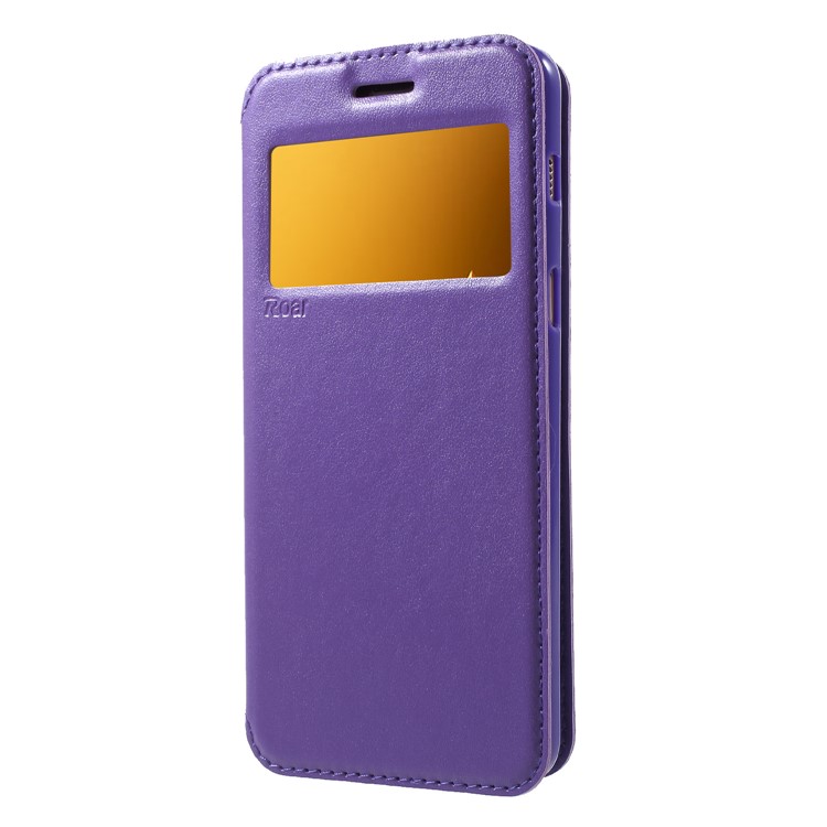 ROAR KOREA View Window Noble Leather Protector Shell for Samsung Galaxy A8 (2018) - Purple-3
