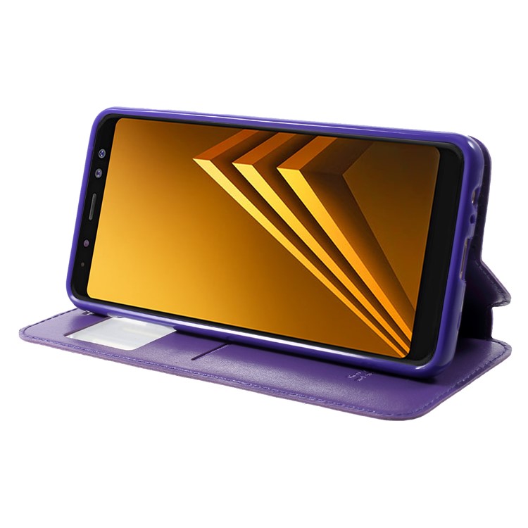ROAR KOREA View Window Noble Leather Protector Shell for Samsung Galaxy A8 (2018) - Purple-4