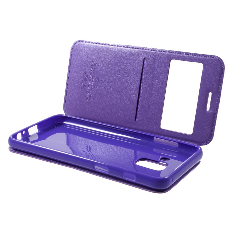 ROAR KOREA View Window Noble Leather Protector Shell for Samsung Galaxy A8 (2018) - Purple-6