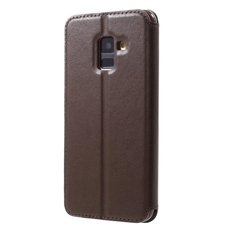 ROAR KOREA for Samsung Galaxy A8 (2018) View Window Noble Leather Phone Casing - Brown-2