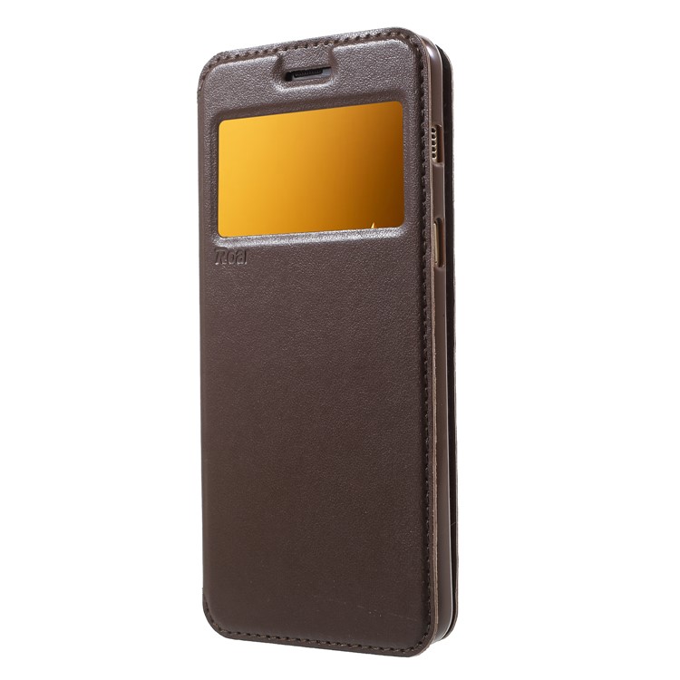 ROAR KOREA for Samsung Galaxy A8 (2018) View Window Noble Leather Phone Casing - Brown-3
