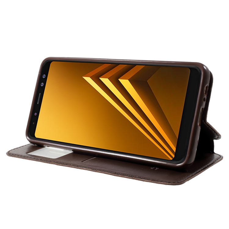 ROAR KOREA for Samsung Galaxy A8 (2018) View Window Noble Leather Phone Casing - Brown-4