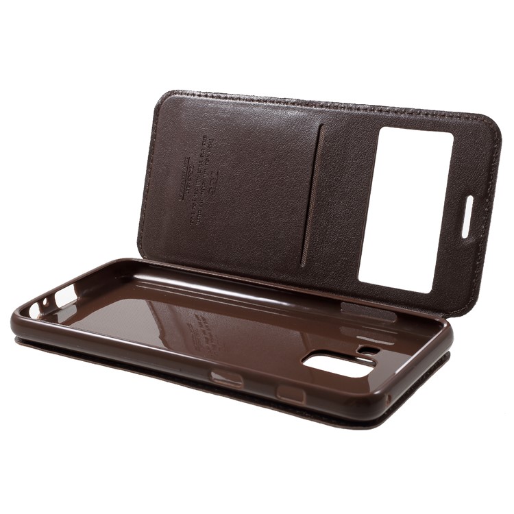 ROAR KOREA for Samsung Galaxy A8 (2018) View Window Noble Leather Phone Casing - Brown-6