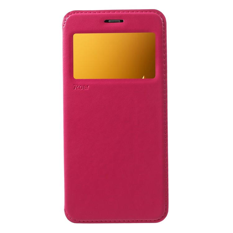 ROAR Noble Leather View Window Stand Case for Samsung Galaxy A8+ (2018) - Rose-3